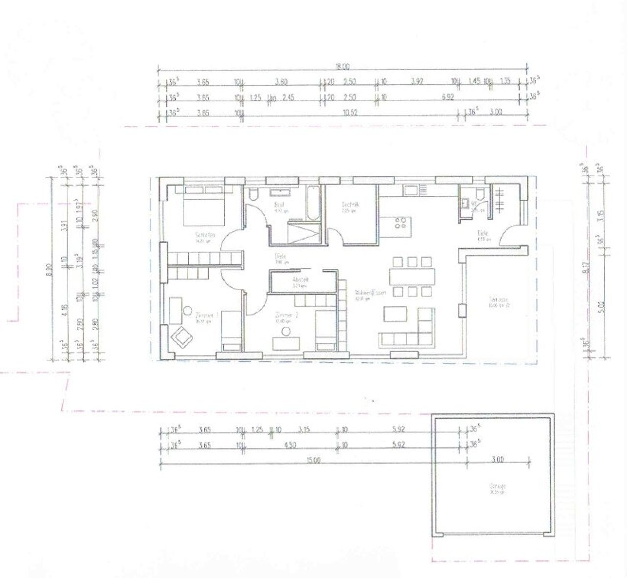 Baulücke mit Südwesthang, voll erschlossen inkl. Bodengutachten in Steinen (DJ1) — Grundriss Bungalow
